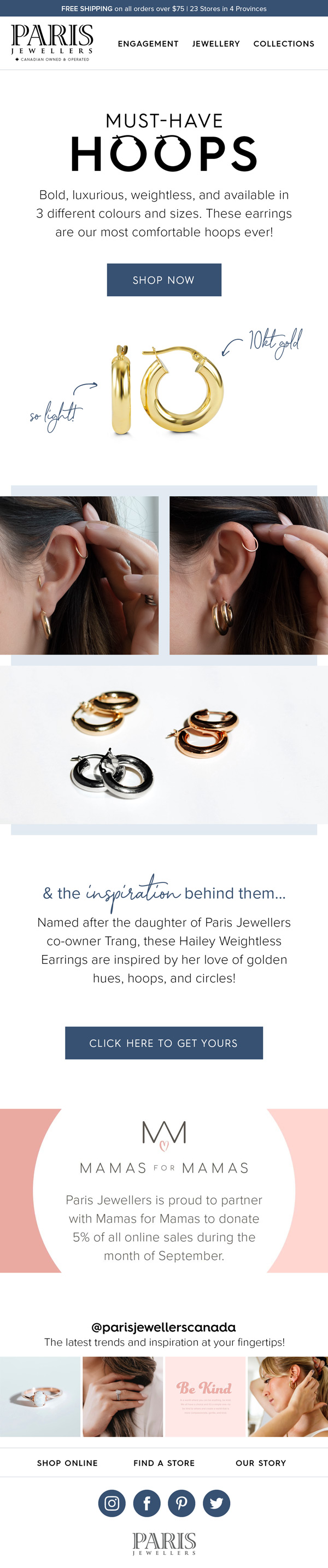 Paris Jewellers Hoops E-newsletter